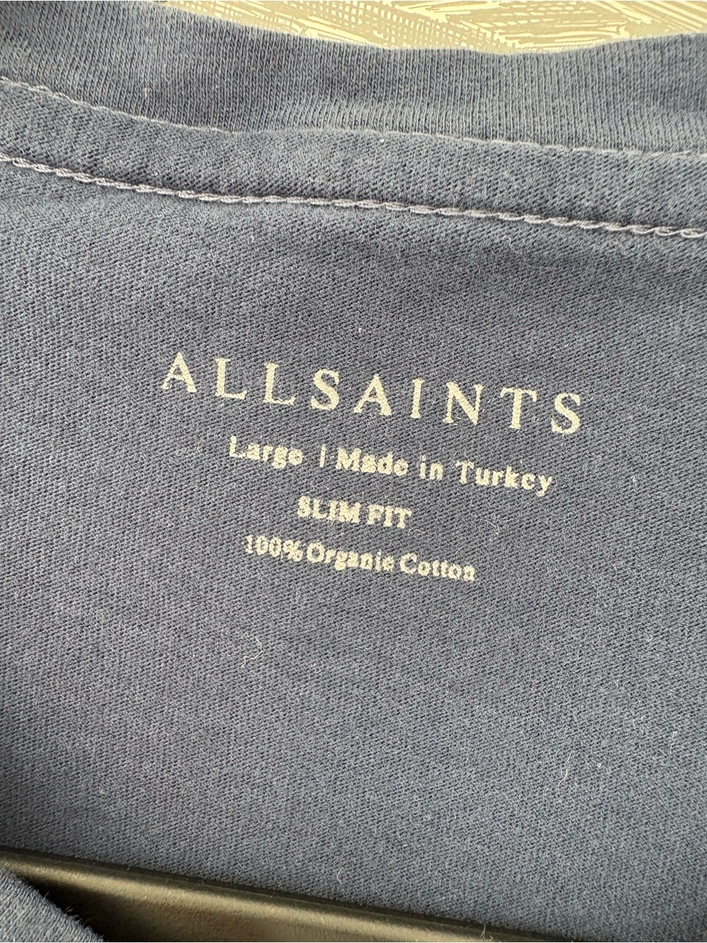 All Saints Men’s Tonic Crewneck Slim Ramskull in Navy T-Shirt Classic Cool - Picture 7 of 10